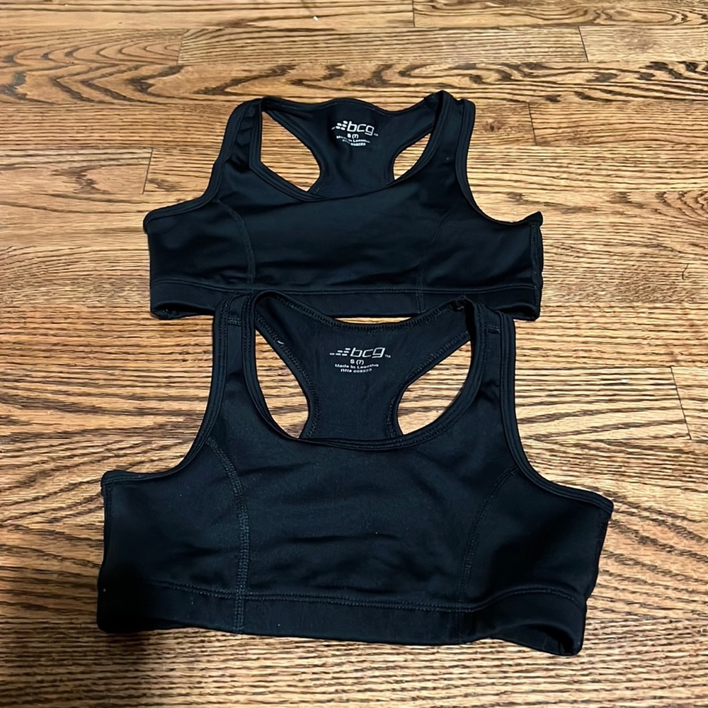 Girl’s Set if 2 bcg black sports bras, Size 7